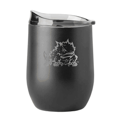 TCU Horned Frogs 16oz Gun Metal Powder Coat Curved Beverage