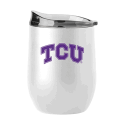 TCU Horned Frogs 16oz Swagger White Powder Coat Curved Beverage