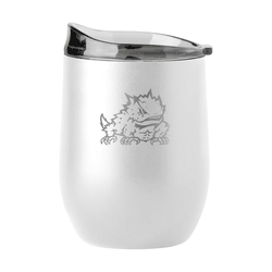 TCU Horned Frogs 16oz White Etch Powder Coat Curved Bev