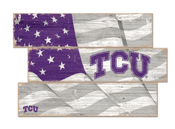 TCU Horned Frogs American Flag 3 Plank