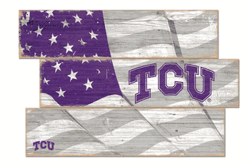 TCU Horned Frogs American Flag 3 Plank