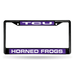 TCU Horned Frogs Black 12" x 6" Black Laser Cut Chrome Frame