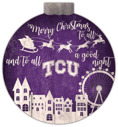 TCU Horned Frogs Christmas Village 12in Wall Art