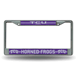 TCU Horned Frogs Classic 12" x 6" Silver Bling Chrome Car/Truck/SUV Auto Accessory