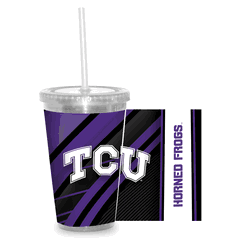 TCU Horned Frogs Clear Tumbler W/Straw