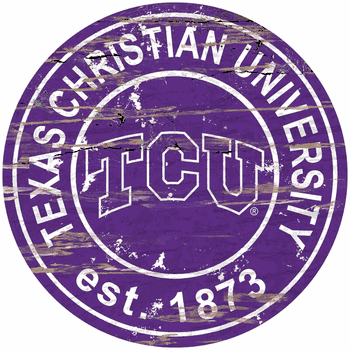 TCU Horned Frogs Distressed Round Sign