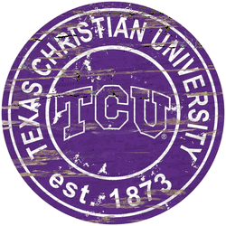 TCU Horned Frogs Distressed Round Sign