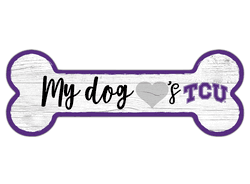 TCU Horned Frogs Dog Bone 6x12 Sign