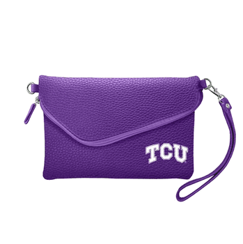 TCU Horned Frogs Fold Over Crossbody Pebble Purple