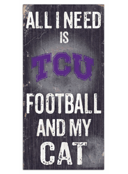 TCU Horned Frogs Football and My Cat 6x12 Sign