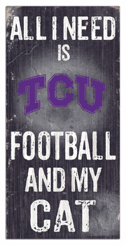 TCU Horned Frogs Football and My Cat 6x12 Sign