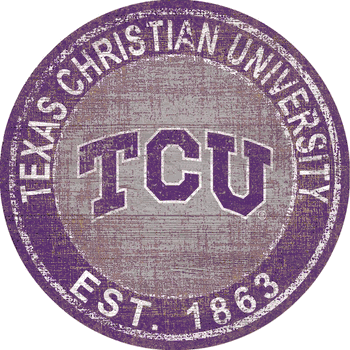 TCU Horned Frogs Heritage Logo Round Sign