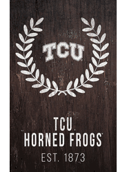 TCU Horned Frogs Laurel Wreath 11x19 Sign