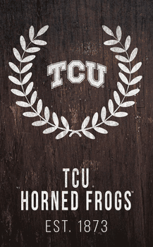 TCU Horned Frogs Laurel Wreath 11x19 Sign