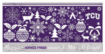 TCU Horned Frogs Merry and Bright 6x12 Sign
