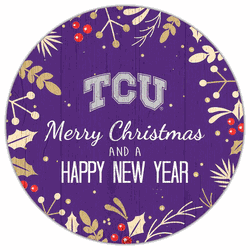 TCU Horned Frogs Merry Christmas & New Year 12in Circle