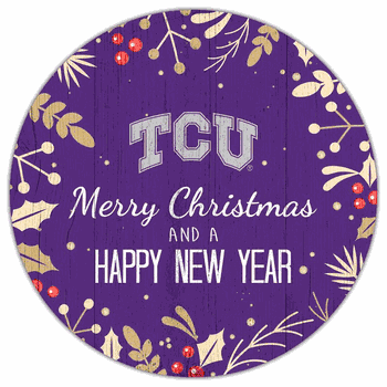 TCU Horned Frogs Merry Christmas & New Year 12in Circle