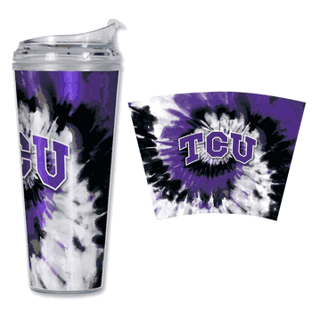 TCU Horned Frogs Metallic Tye Dye 24Oz Acrylic Tumbler W/Hinged Lid