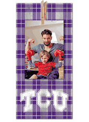 TCU Horned Frogs Plaid Clothespin 6x12 Sign