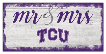 TCU Horned Frogs Script Mr & Mrs 6x12 Sign