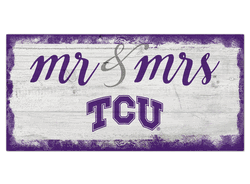 TCU Horned Frogs Script Mr & Mrs 6x12 Sign