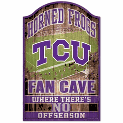 TCU Horned Frogs Sign 11x17 Wood Fan Cave Design
