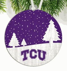 TCU Horned Frogs Snow Scene Ornament