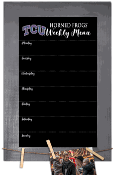 TCU Horned Frogs Weekly Chalkboard with frame & clothespins 11x19 Sign