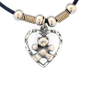 Teddy Bear Adjustable Cord Necklace