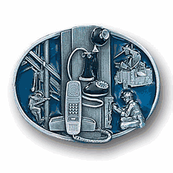Telephone Worker Enameled Belt Buckle