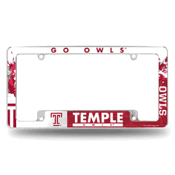 Temple Owls Primary 12" x 6" Chrome All Over Automotive License Plate Frame for Car/Truck/SUV