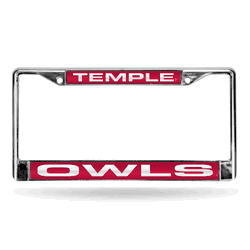 Temple Owls Standard 12" x 6" Laser Cut Chrome Frame