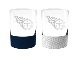 Tennessee Titans 2pc Laser Etched Commissioner Rocks Glass Set