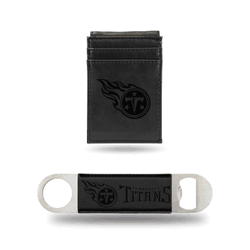 Tennessee Titans Black Laser Engraved Front Pocket Wallet & Bar Blade