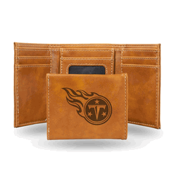 Tennessee Titans Brown Laser Engraved Faux Leather Trifold