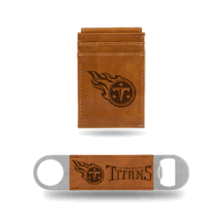 Tennessee Titans Brown Laser Engraved Front Pocket Wallet & Bar Blade