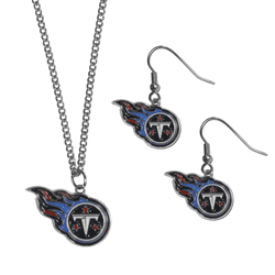 Tennessee Titans Dangle Earrings and Chain Necklace Set