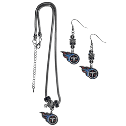 Tennessee Titans Euro Bead Earrings and Necklace Set