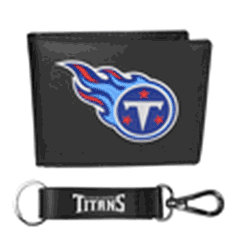 Tennessee Titans Leather Bi-fold Wallet & Strap Key Chain