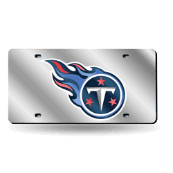 Tennessee Titans Silver Fireball 12" x 6" Silver Laser Cut Tag For Car/Truck/SUV