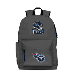 Tennessee Titans Two-Logo Campus Backpack, Gray, with Navy Zipper