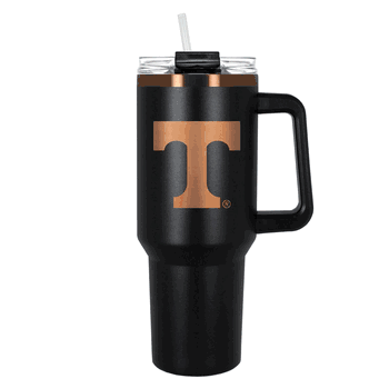 Tennessee Volunteers 40oz Black and Copper Colossus Travel Mug with Straw