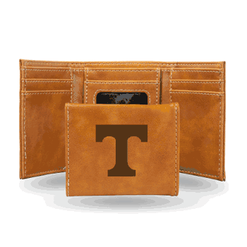 Tennessee Volunteers Brown Laser Engraved Tri-Fold Wallet