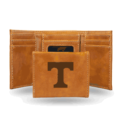 Tennessee Volunteers Brown Laser Engraved Tri-Fold Wallet