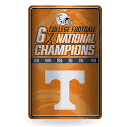 Tennessee Volunteers Champ 11" x 17" Metal Home Dcor Sign