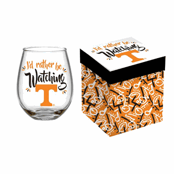 Tennessee Volunteers Glass 17oz Wine Stemless Boxed