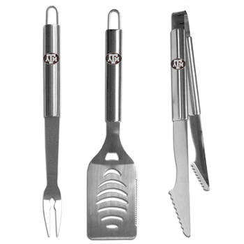 Texas A&M Aggies 3 pc Stainless Steel BBQ Set