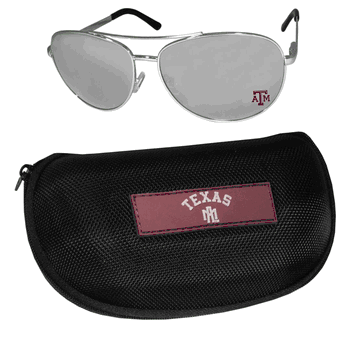 Texas A&M Aggies Aviator Sunglasses and Zippered Carrying Case