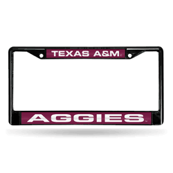Texas A&M Aggies Black 12" x 6" Black Laser Cut Chrome Frame