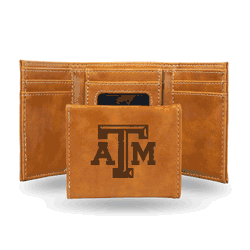 Texas A&M Aggies Brown Laser Engraved Tri-Fold Wallet
